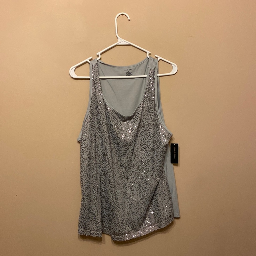 Silver sequin shirt, 1x